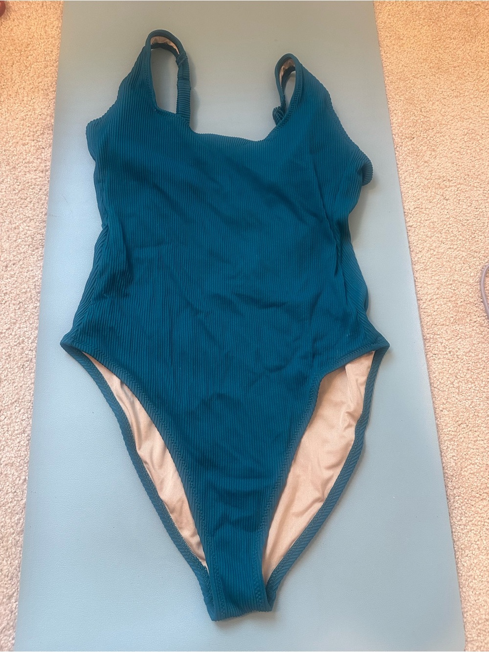 Teal Ribbed One-Piece Swimsuit
